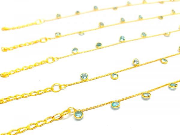   Amazing 925 Sterling Gold Bracelet With Apatite Stone in 4mm, Sold By 1pcs 