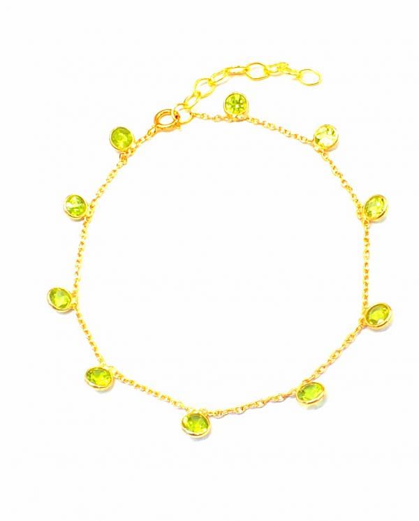 Beautiful 925 Sterling Silver Bracelet With Peridot - 17cm+3cm,  Sold By 1pcs