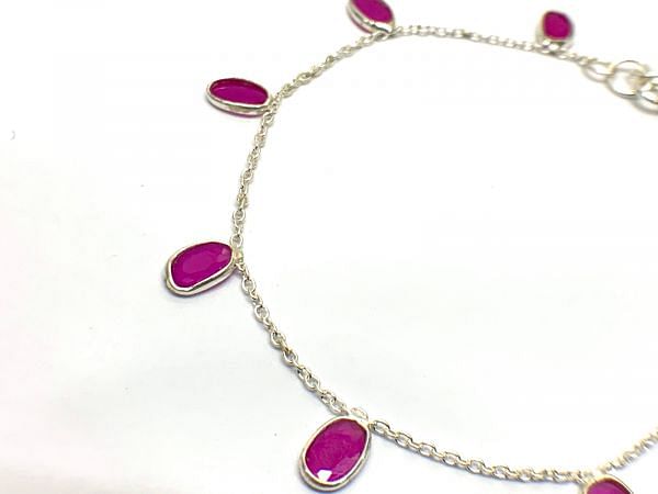 17cm+3cm Handmade 925 Sterling Silver Bracelet - Pink Chalcedony(4mm)