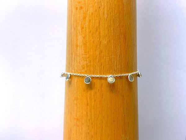 17cm+3cm Silver Bracelet With Labradorite Stone - 4mm, Sold By 1pcs