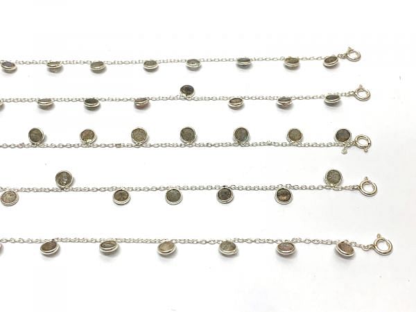 17cm+3cm Silver Bracelet With Labradorite Stone - 4mm, Sold By 1pcs