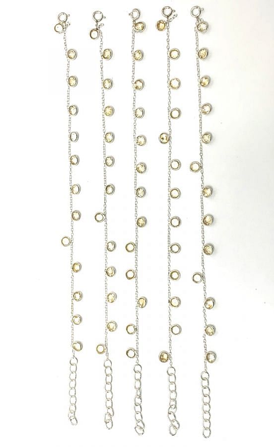 Handmade Silver Bracelet With Apatite Stone in 4mm Size -  17cm+3cm Silver Bracelet