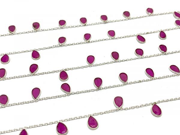 17cm+3cm Handmade 925 Sterling Silver Bracelet Studded With Pink Chalcedony - 4mm Size,Sold By 1pcs  