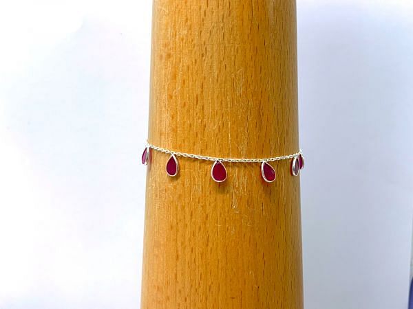 17cm+3cm Handmade 925 Sterling Silver Bracelet Studded With Pink Chalcedony - 4mm Size,Sold By 1pcs  
