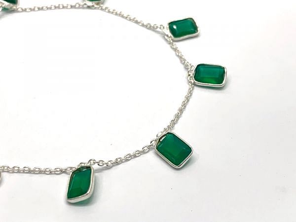 925 Sterling Silver Bracelet in Rectangle Shape - Emerald(4mm), Sold By 1pcs 