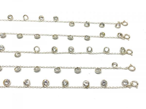Amazing 925 Sterling Silver Bracelet in Crystals Stone With 4mm Size - 17cm+3cm Silver Bracelet