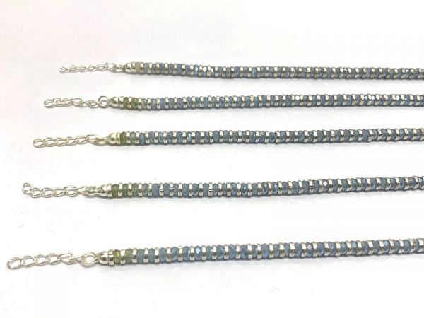 Light Blue Chalcedony 925 Sterling Silver Bracelet - 17cm+3cm Silver Bracelet