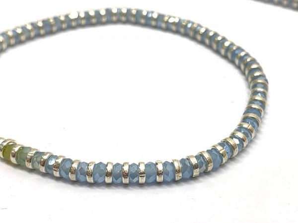 Light Blue Chalcedony 925 Sterling Silver Bracelet - 17cm+3cm Silver Bracelet