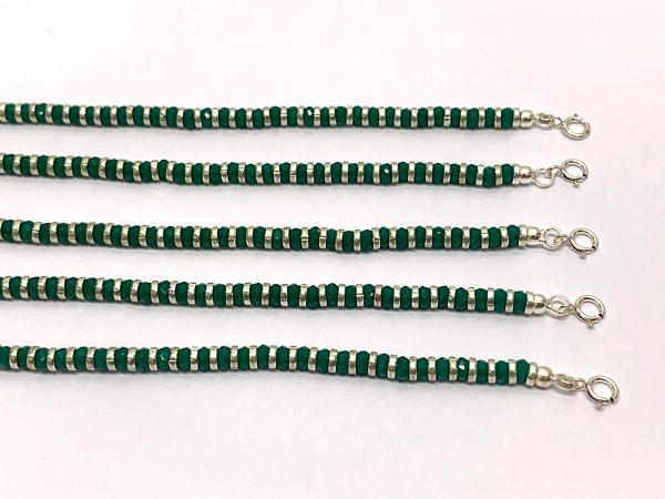 Amazing 17cm+3cm 925 Sterling Silver Bracelet in Emerald Chalcedony, Sold By 1pcs