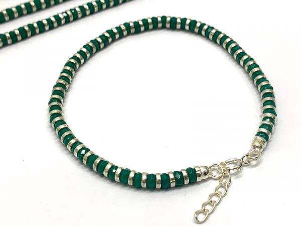 Amazing 17cm+3cm 925 Sterling Silver Bracelet in Emerald Chalcedony, Sold By 1pcs