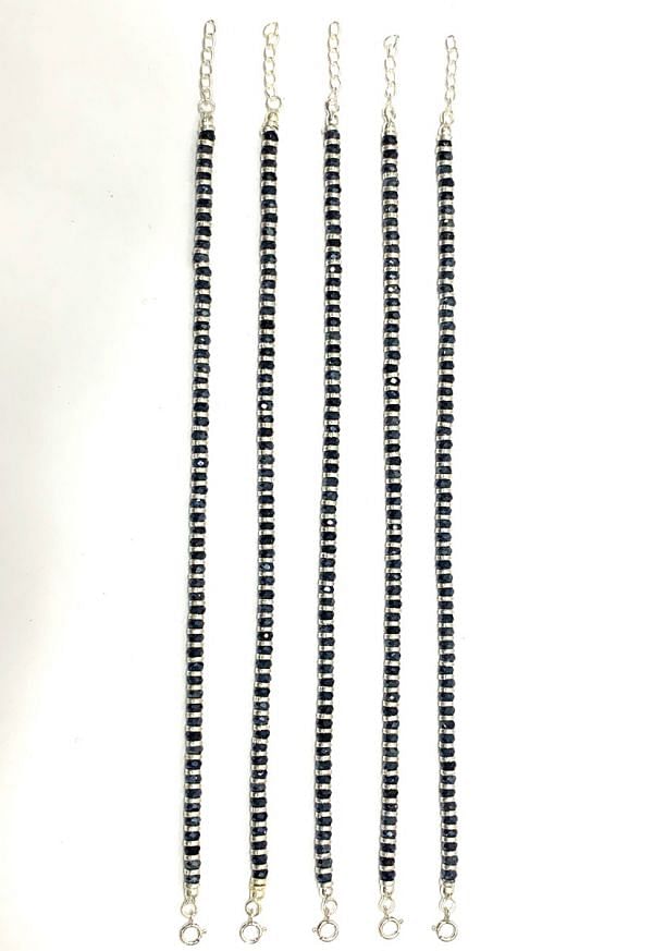 925 Sterling Silver Bracelet Studded With Black Spinel Coated 