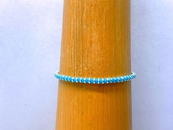925 Sterling Silver Bracelet With Turquoise Chalcedony in 17cm+3cm  