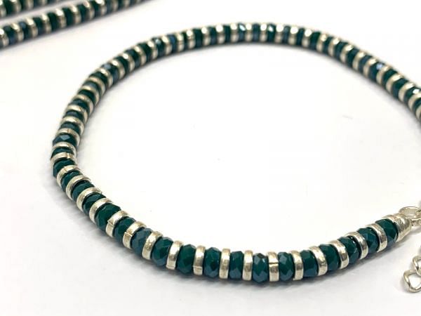 Amazing 925 Sterling Silver Bracelet With Emerald Coated - 17cm+3cm Silver Bracelet 