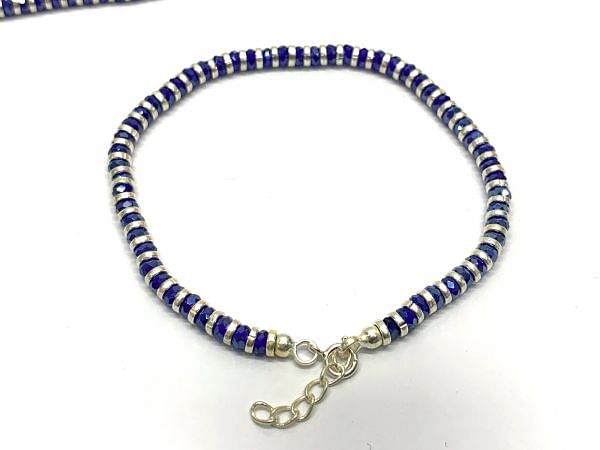 Beautiful 17cm+3cm 925 Sterling Silver Bracelet - Navy Blue Chalcedony, Sold By 1pcs