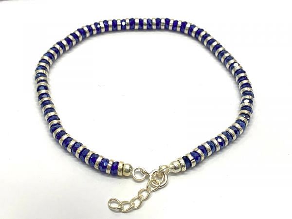 Beautiful 17cm+3cm 925 Sterling Silver Bracelet - Navy Blue Chalcedony, Sold By 1pcs
