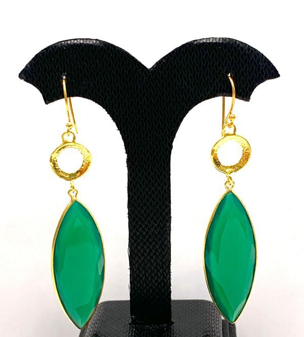 Beautiful 925 Sterling Silver Earring With Natural Emerald Stone -6.7Cm, Sold By 1Pair