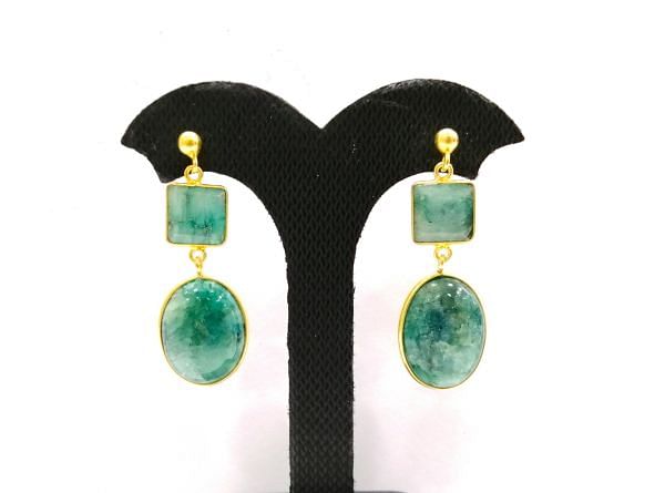 Beautiful 925 Sterling Silver Earring With Emerald in 4.5Cm, Sold By 1 Pair  