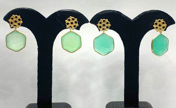 925 Sterling Silver Teardrop Earring With Natural Green Onyx in 2.7Cm ,Sold By 1 Pair