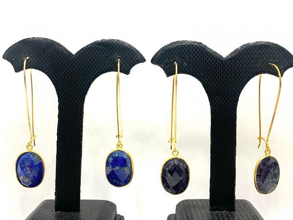   925 Sterling Silver Earring in Natural Sapphire With 5.7Cm, Sold By 1Pair 