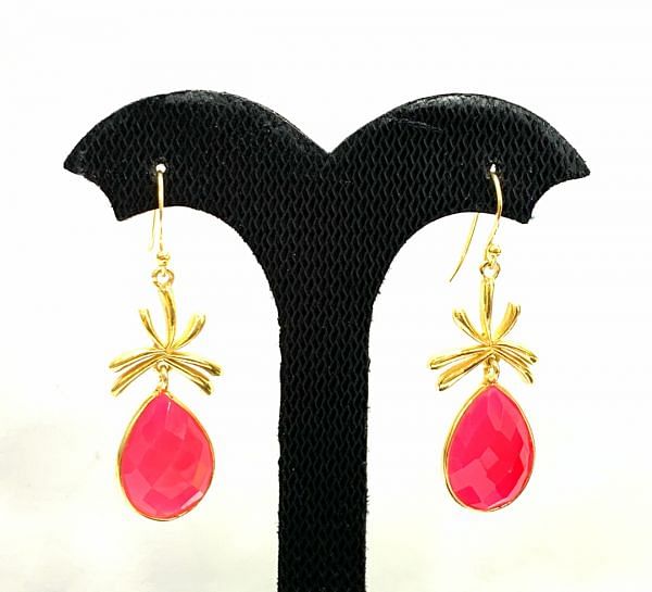 Beautiful 925 Sterling Silver Earring With Ruby Stone in 4.3Cm, Sold By 1 Pair  