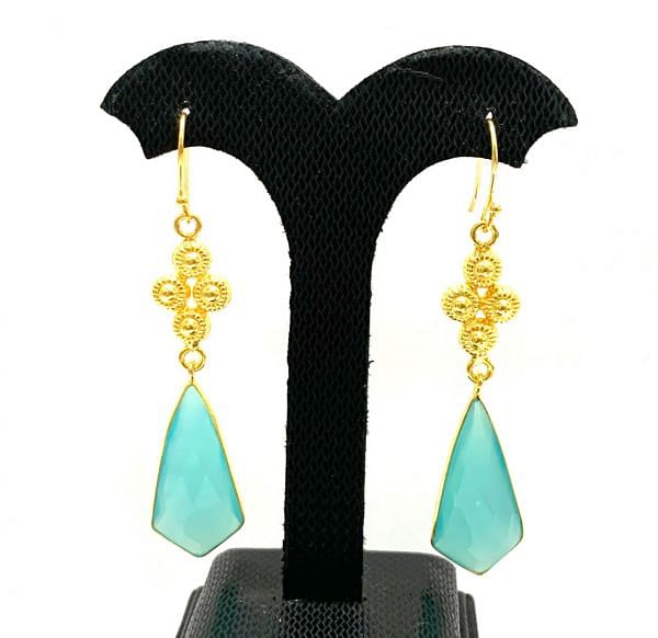 Amazing 925 Sterling Silver Earring in Natural Turquoise - 6.8 Cm, Sold By 1 Pair 