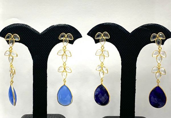 Beautiful Handmade 925 Sterling Silver Earring With Natural Black Spinel, 6cm - Sold By 1 Pair 