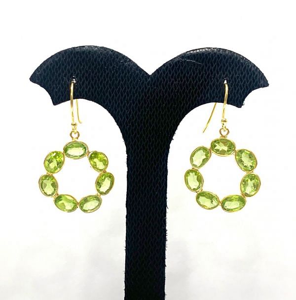 925 Sterling Silver Earring in Peridot and Garnet With 3.6Cm Size - Sold By 1Pair 