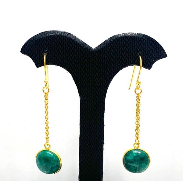 Beautiful Handmade 925 Sterling Silver Earring Studded With Natural Malachite - 5.5cm, Sold By 1 Pair  
