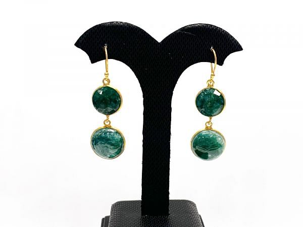 Handmade 925 Sterling Silver Earring With Emerald,Sapphire,Turquoise in 4.8Cm - Sold By 1 Pair