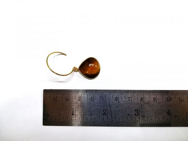 925 Sterling Silver Earring With Natural Tiger Eye, Black Spinel,Vessonite - 4.3cm 