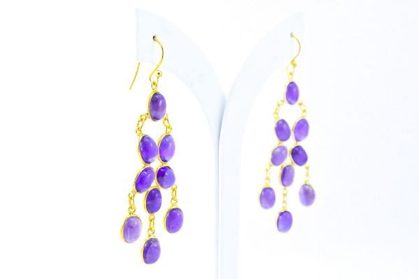 Beautiful 925 Sterling Silver Earring With Amethyst Stone in 5.4cm, Sold By 1Pair  