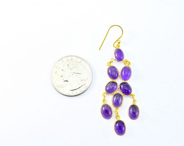 Beautiful 925 Sterling Silver Earring With Amethyst Stone in 5.4cm, Sold By 1Pair  