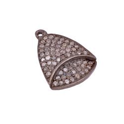 925 Sterling Silver Pave Diamond Pendant in Black Rhodium Plating - 15X11 mm Size 