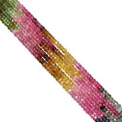Tourmaline Stone AAA+ Quality Multi Color Beads in 3-3.5mm-Roundel Shape