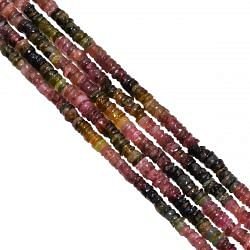 Multi Color Tourmaline Beads Strand in Plain Wheel Shape 