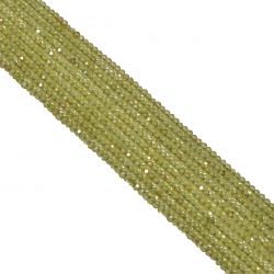 Peridot Semi Precious Micro Faceted Beads Strand-Roundel Shape (2mm)