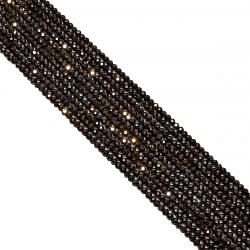 Black Spinel Micro Faceted Golden Coated Beads-2.25-2.4mm Size in Roundel Shape
