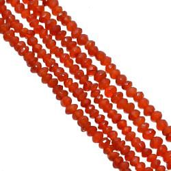 Carnelian 3-4mm Faceted Roundel Beads Strand, Carnelian Faceted Roundel Beads, Carnelian Beads Strand