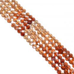 Hessonite Garnet Faceted Coin Shape Beads, 7-8mm Size
