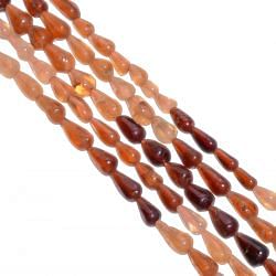 Hessonite Garnet Drop Shape 6x4-12x6mm Smooth Stone Beads