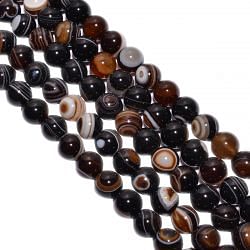 Eye Agate Smooth Beaded Beads -10 mm Size And Round Ball SHape