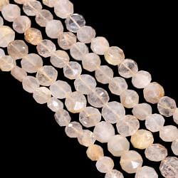 Golden Rutile Quartz Faceted Stone Beads Coin Shape Strand In 9x11mm