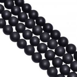 Black Onyx Round Matt Plain Beaded Beads -12mm Size 