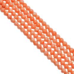 Orange Coral Smooth Beads Round Shape In 4 mm