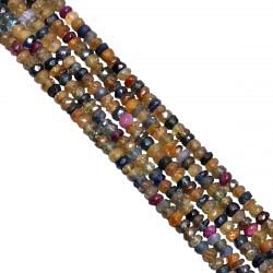 Multi Sapphire 3.5-4mm Faceted Roundel Beads Strand, Multi Sapphire Stone Beads, Multi Sapphire Beads