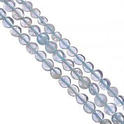 Aquamarine 5mm Smooth Coin Beads Strand, Semi Precious Stone Beads, Aquamarine Smooth Coin Beads, Aquamarine Coin