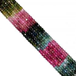Tourmaline AAA Quality Multi Color Beads-Roundel Shape, 3.5-4mm