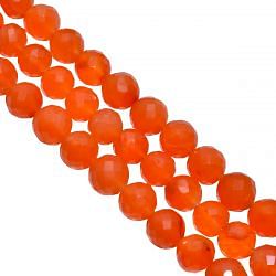 Carnelian 9.5-12.5mm Faceted Round Ball Beads Strand, Semi Precious Stone Beads, Carnelian Faceted Round Beads