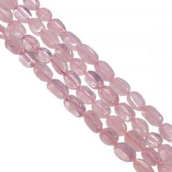 Rose Quartz Smooth Beaded Beads in 11x8-7x10mm Oval Shape 