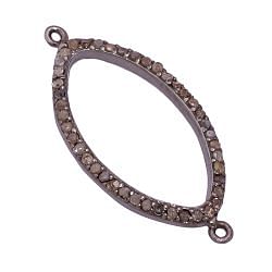 925 Sterling Silver Pave Diamond Connector, Oval  Shape-31.00x14.00 mm Size, Black Rhodium Plating. Sold By 1 Pcs, F-125